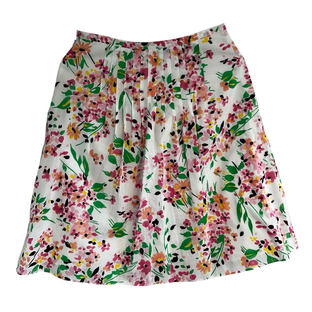 Talbots White and Pink A-Line Skirt
